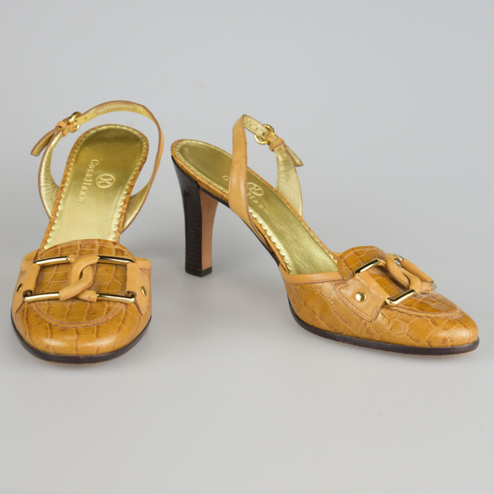 Cole Haan Closed Toe Buckle Sling Back Heel Pump